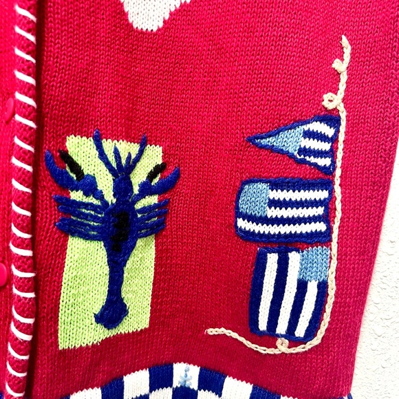 Quacker Factory Red Nautical Sweater SMALL - Picture 7 of 10